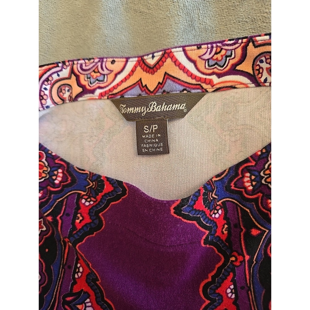 Tommy Bahama Women's S/P Purple Red Multi Color Paisley Pullover Shift Dress - Picture 13 of 14